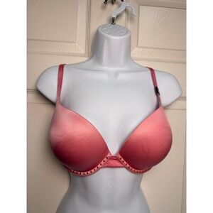 Victorias Secret Very Sexy Push-Up Bra 34DD Pink Satin Gold Studded 381546-T6T